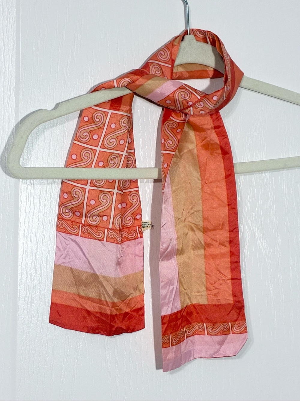 60s Reversible Mod Stripe Japan Made Acetate Rectangular Scarf 40.5”L Vintage